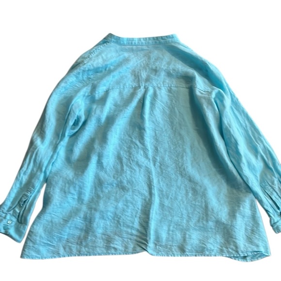 Eileen Fisher Light Blue Linen Button-Up Shirt Size Petite Large - Picture 5 of 8